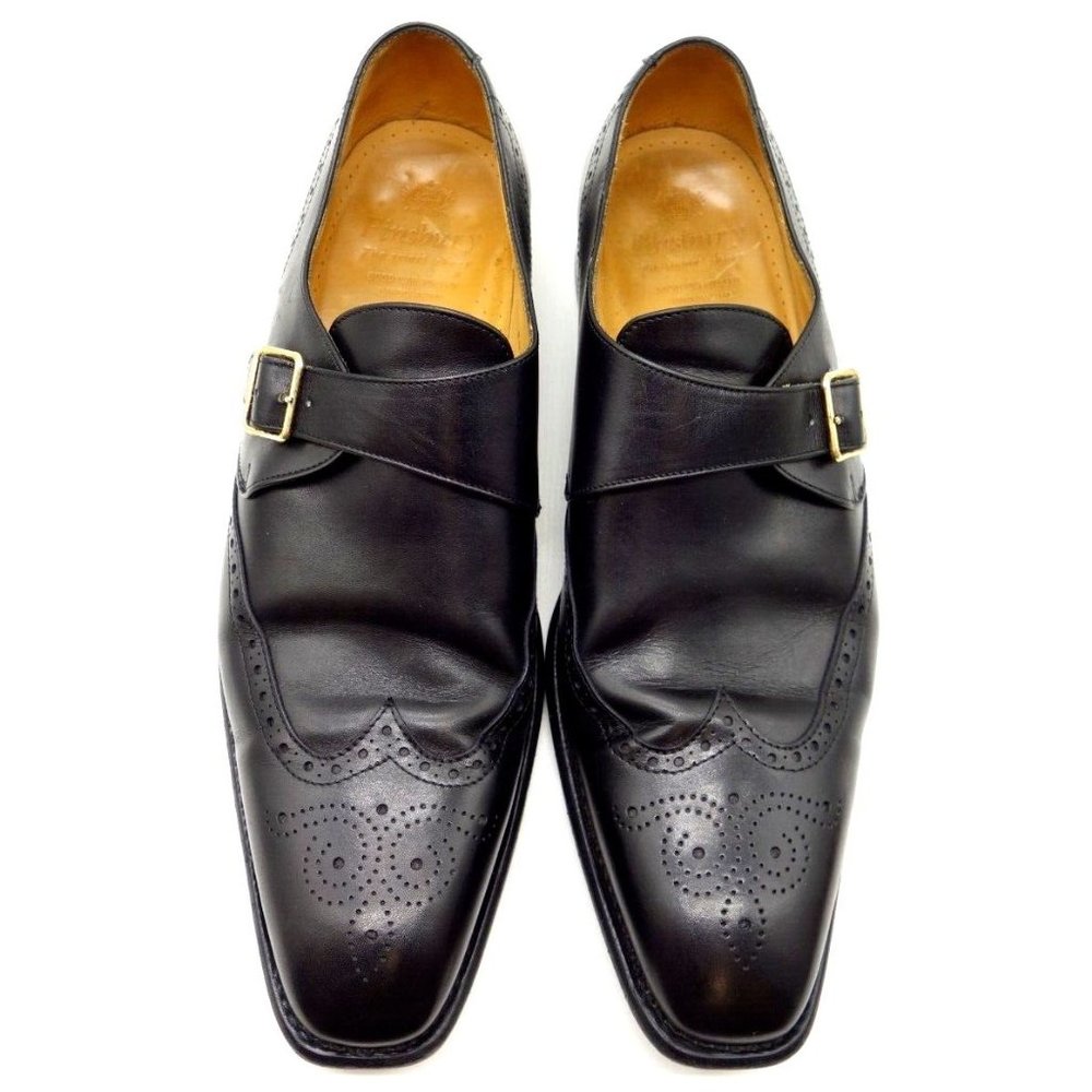Finsbury Black Leather Wingtip Monk Strap Buckle Loafer Shoes Mens 10 UK / US 11